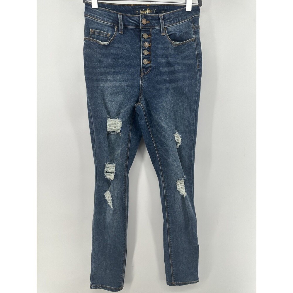 Indigo Rein Women's Distressed Curvy Denim Blue Jeans Size 9